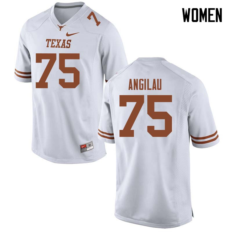 Women #75 Junior Angilau Texas Longhorns College Football Jerseys Sale-White - Click Image to Close